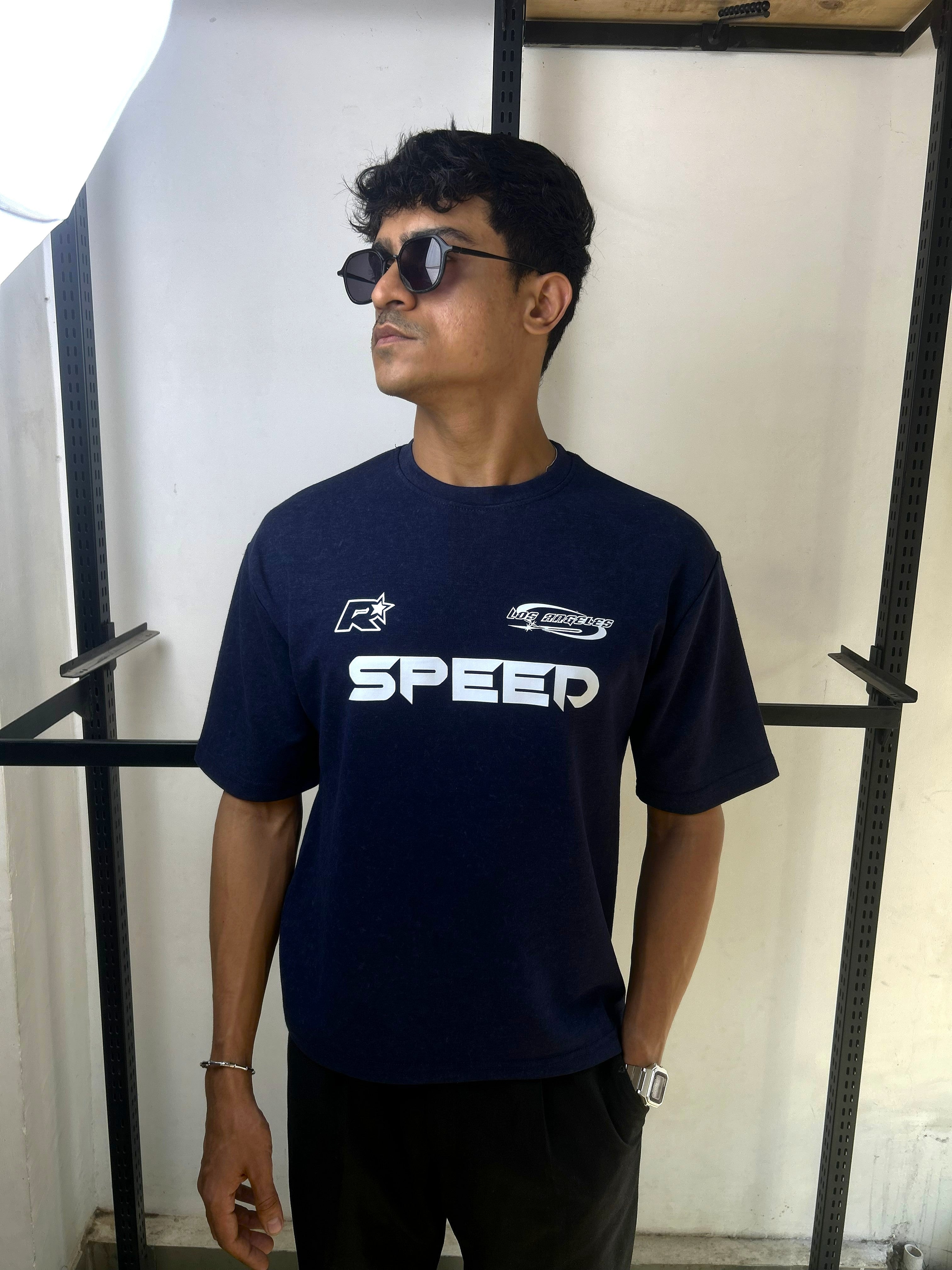SPEED NAVY BLUE - ACID WASH TEE
