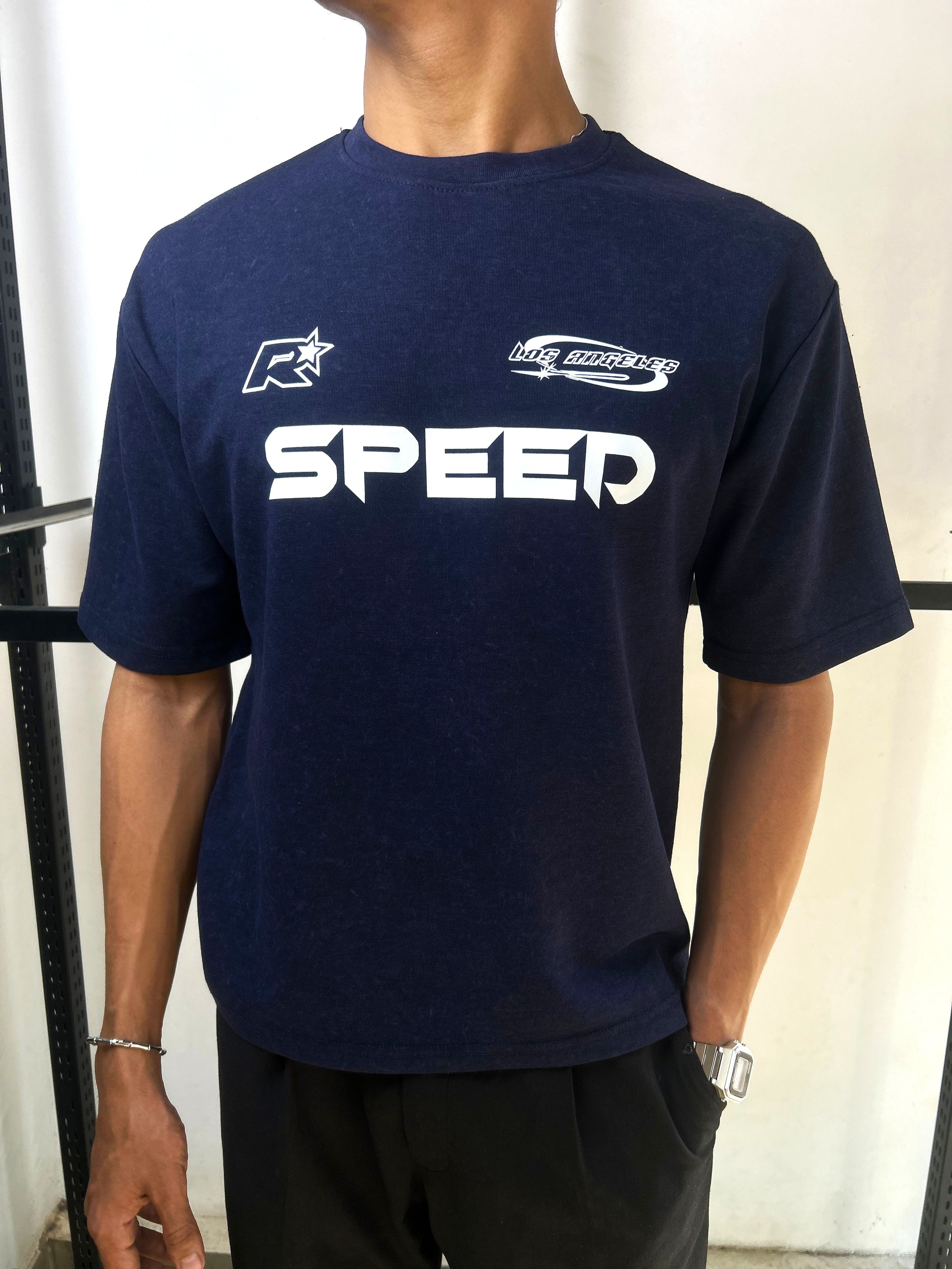 SPEED NAVY BLUE - ACID WASH TEE