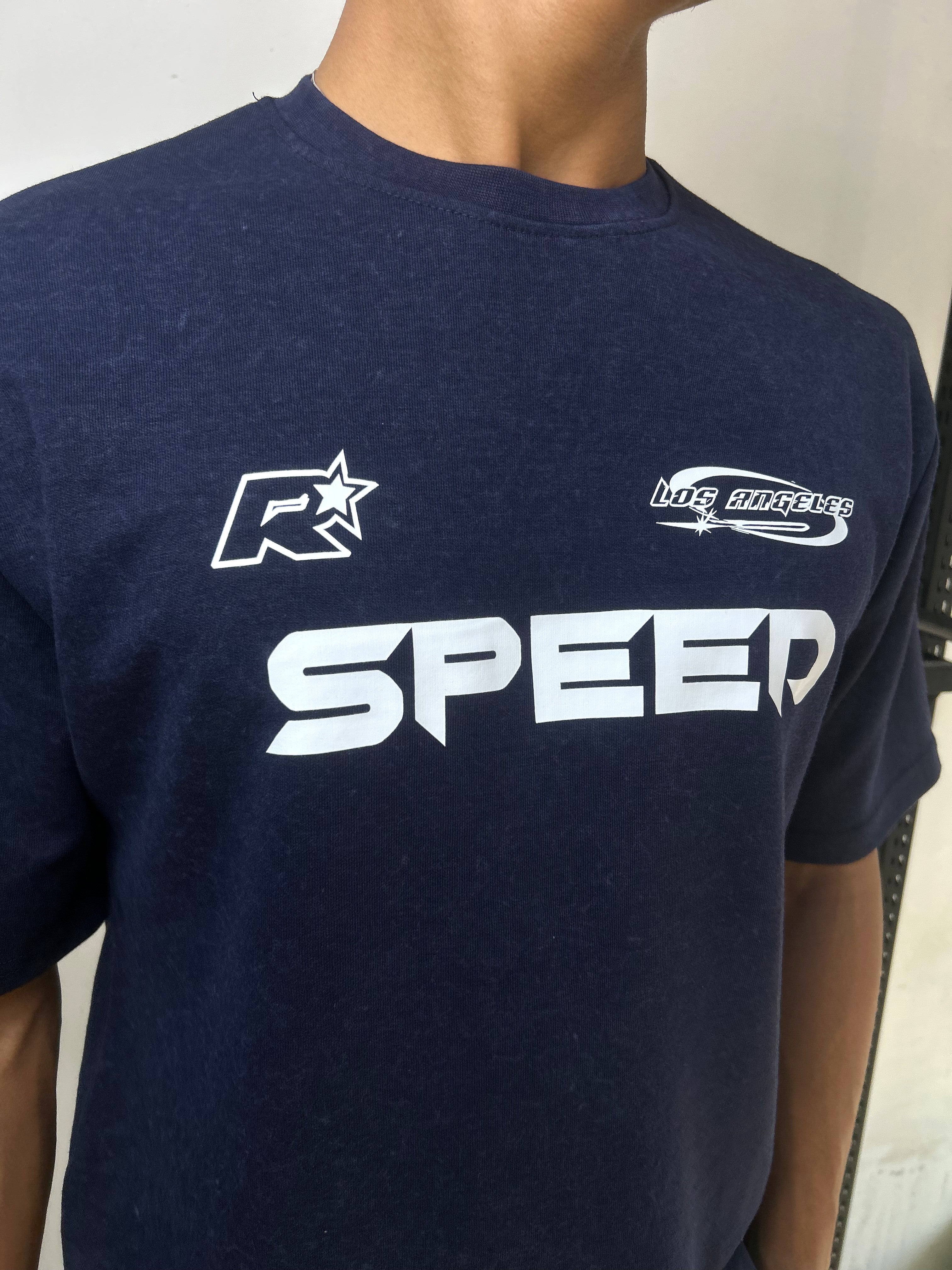 SPEED NAVY BLUE - ACID WASH TEE