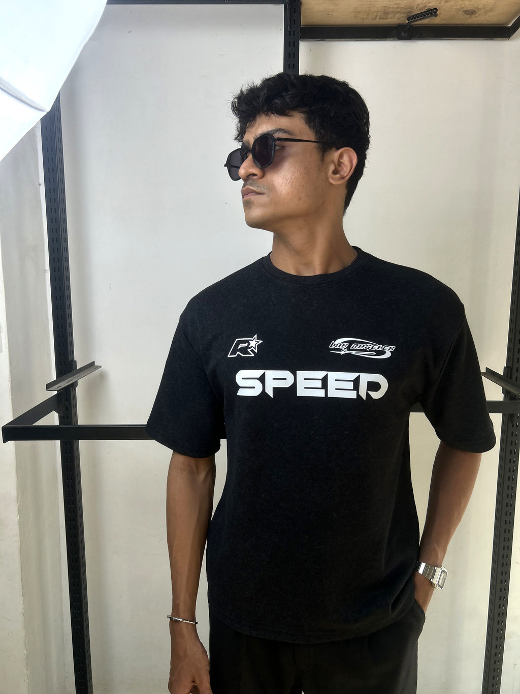 SPEED BLACK - ACID WASH TEE