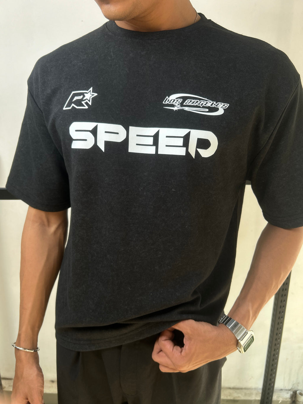 SPEED BLACK - ACID WASH TEE