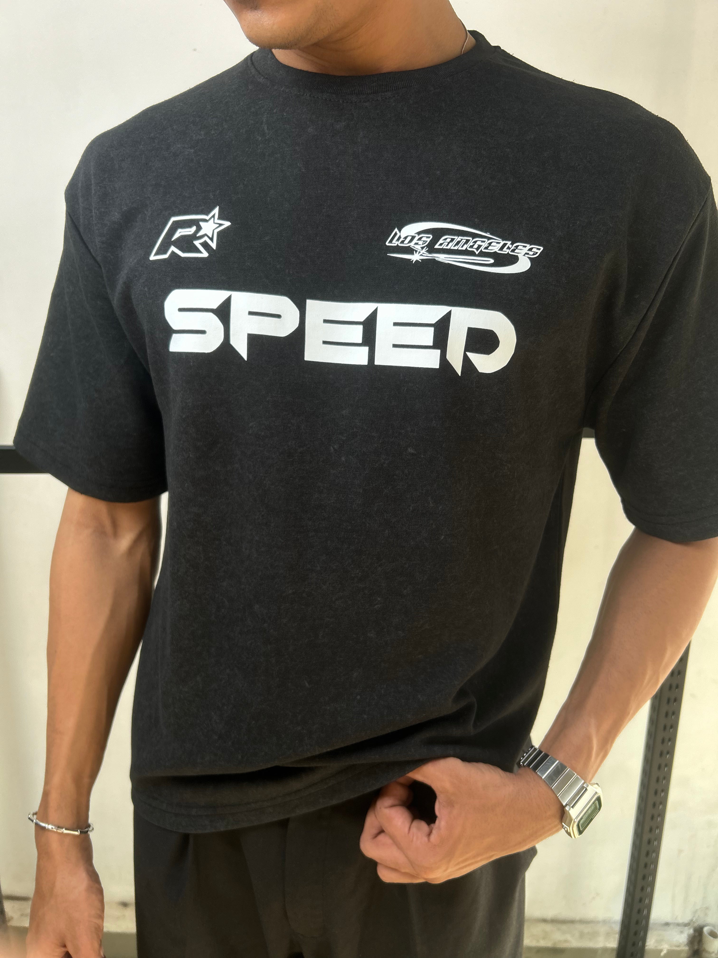 SPEED BLACK - ACID WASH TEE