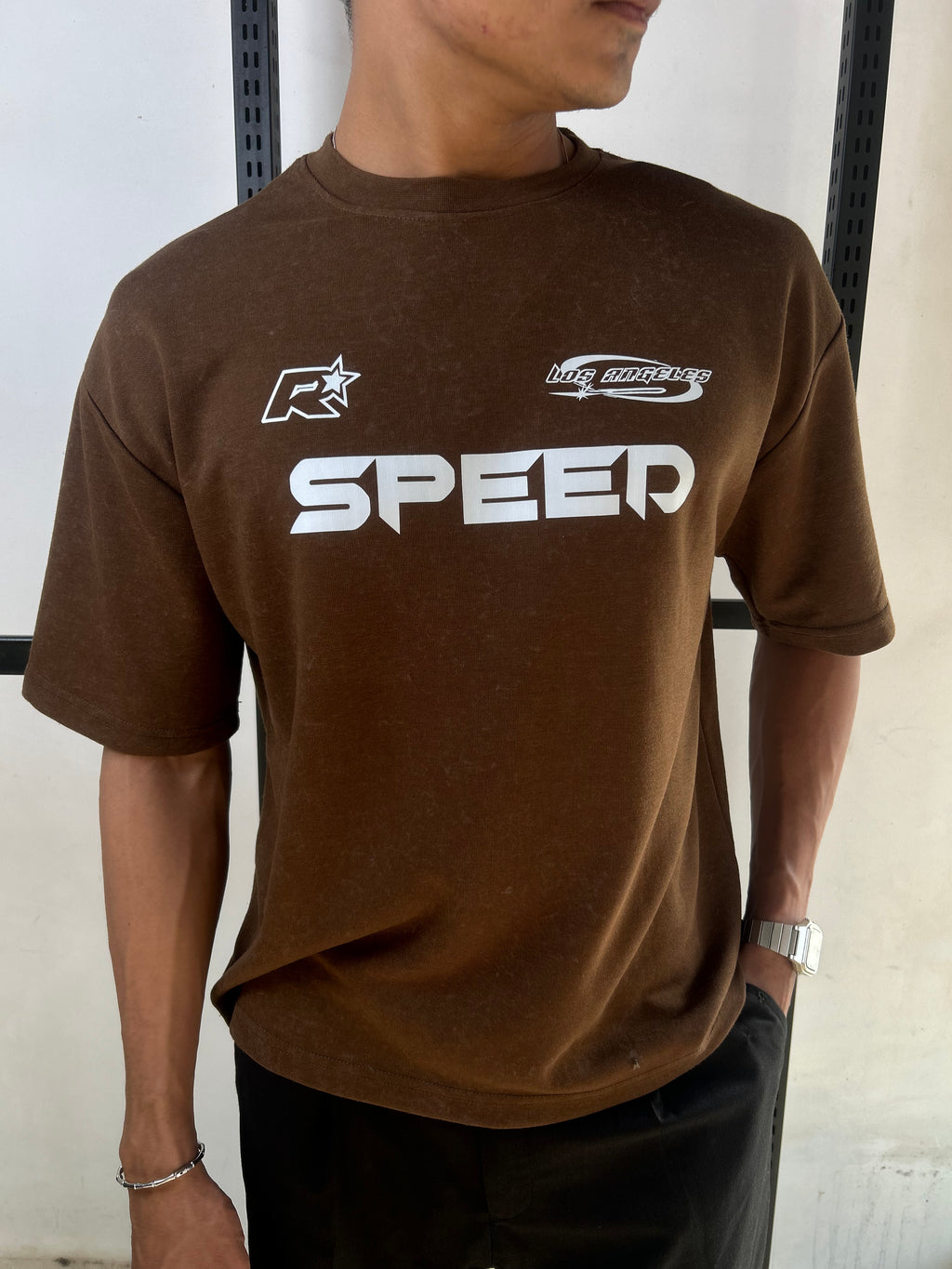 SPEED BROWN - ACID WASH TEE