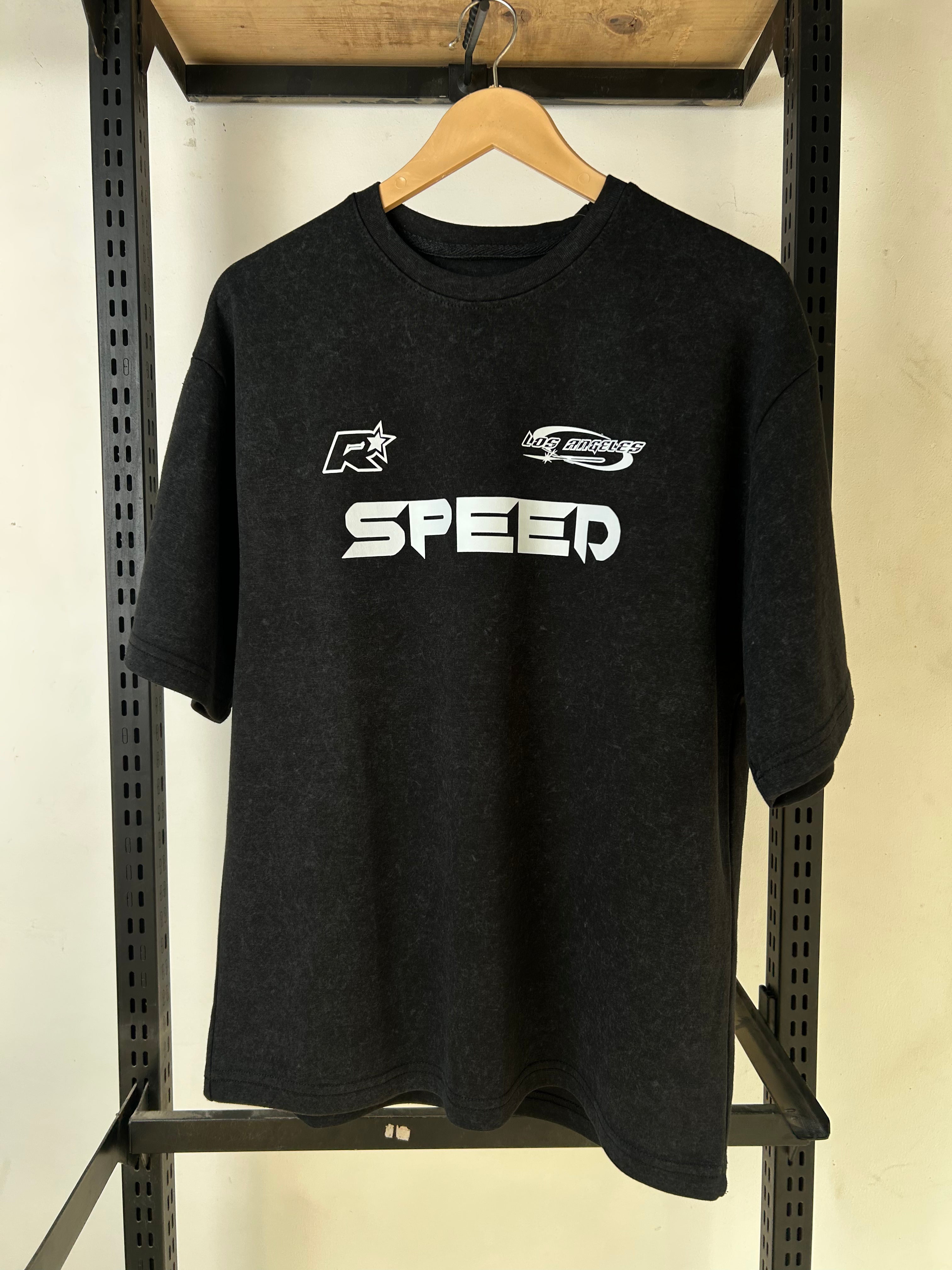 SPEED BLACK - ACID WASH TEE