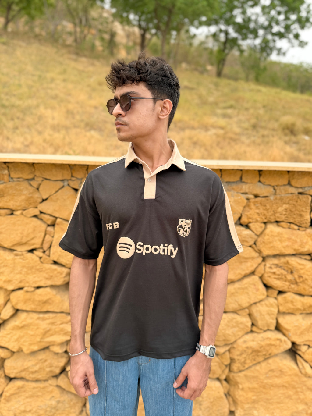 BLACK SPOTIFY - OVERSIZED POLO