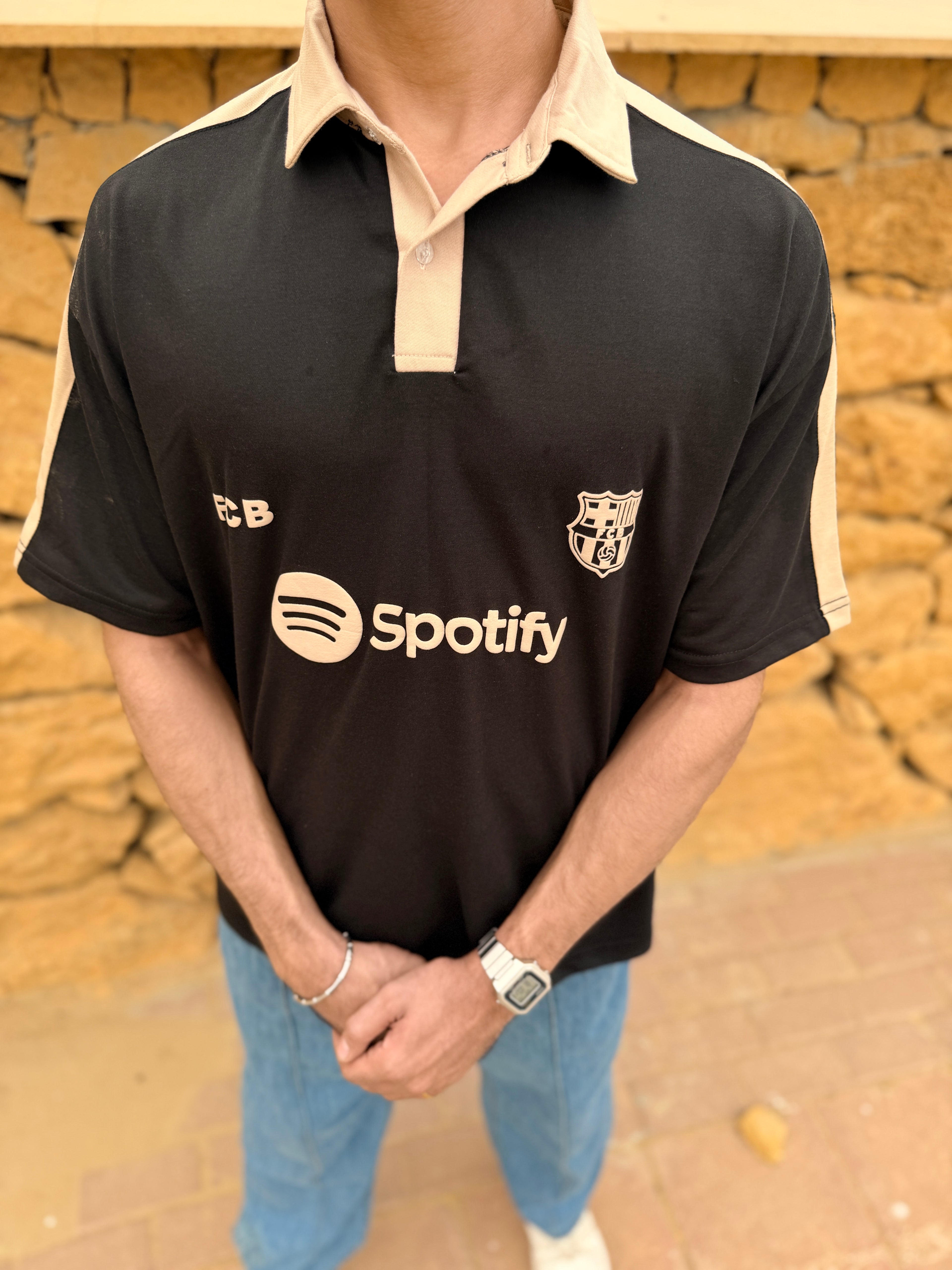 BLACK SPOTIFY - OVERSIZED POLO
